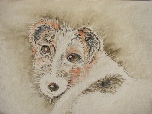 Aquarell Gudrun Wilhelm "Wuff" junger Hund